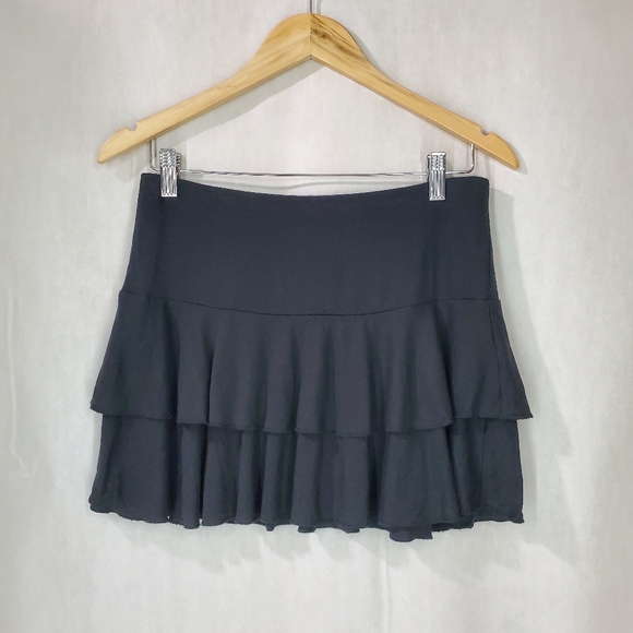 Express Mini Tiered Ruffle Skirt Black XS Pima Cotton Modal OG Y2K Tennis Skirt - Picture 1 of 6